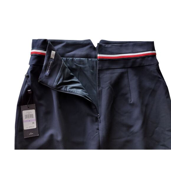 New Tommy Hilfiger Women's Navy Blue Midi Skirt Red White Stripes at Waist Sz 6 - Picture 7 of 11